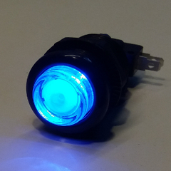 BOTÓN LUMINOSO INTERMITENTE AZUL CON MARCO NEGRO