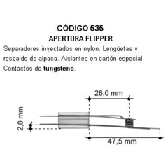 Lengüeta apertura flipper - tungsteno-