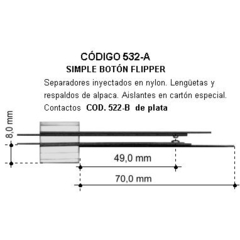 Lengüeta simple,botón flipper - plata-