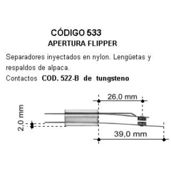 Lengüeta apertura flipper - tungsteno-