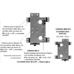 Escuadra base flipper para  W y B  Derecha