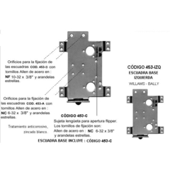 Escuadra base flipper para  W y B  Izquierda