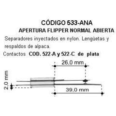 Lengüeta apertura flipper -plata-  normal abierta