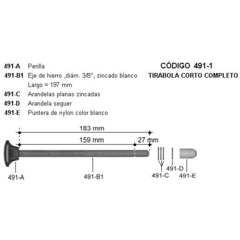 Tirabola completo corto (con perilla plástica)