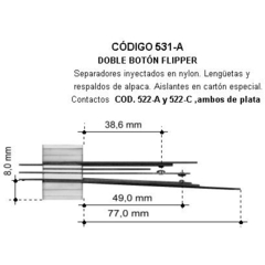 Lengüeta doble,botón flipper - plata-